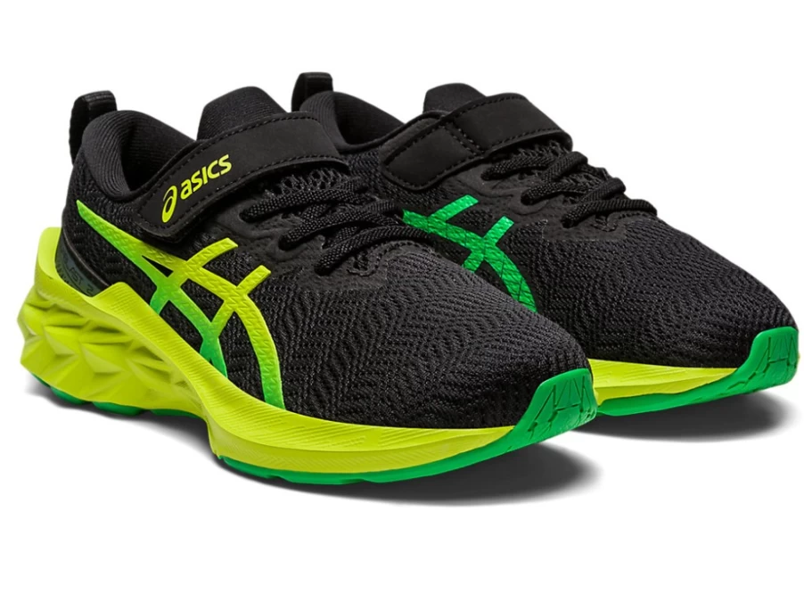 ASICS Kids Novablast 2 PS Running Shoes - Black/Lime Zest