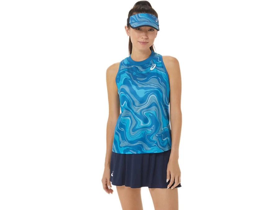 ASICS Women's Reborn Blue Match Graphic Tank Top