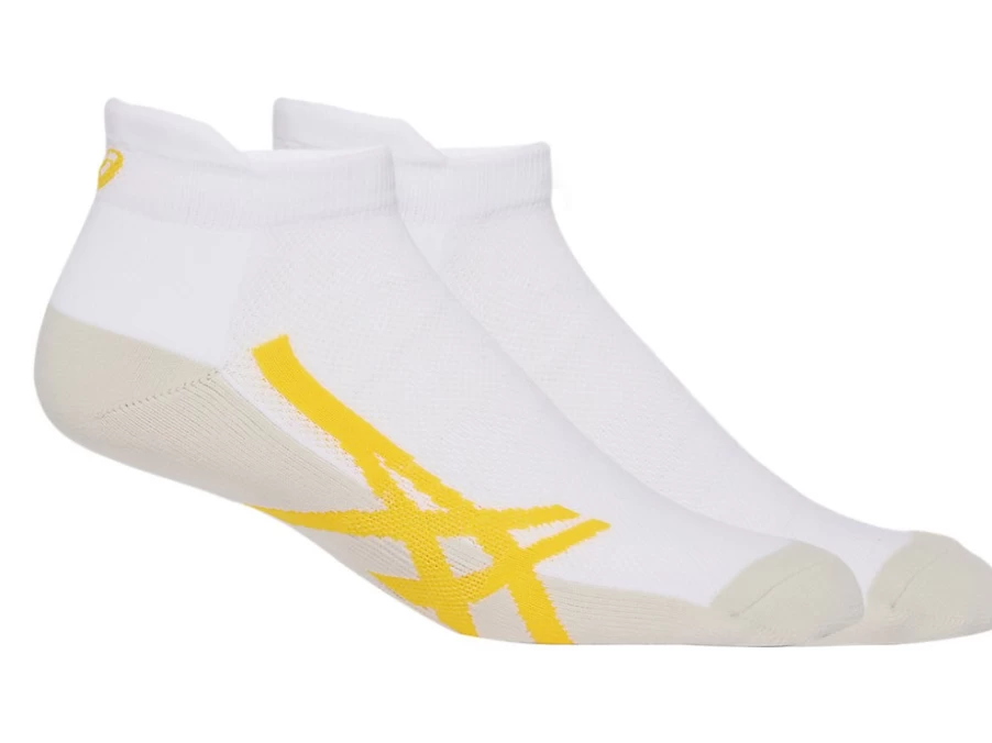 ASICS Men's Cushion Single Tab Socks - Brilliant White Athletic Ankle Socks for Running & Sports