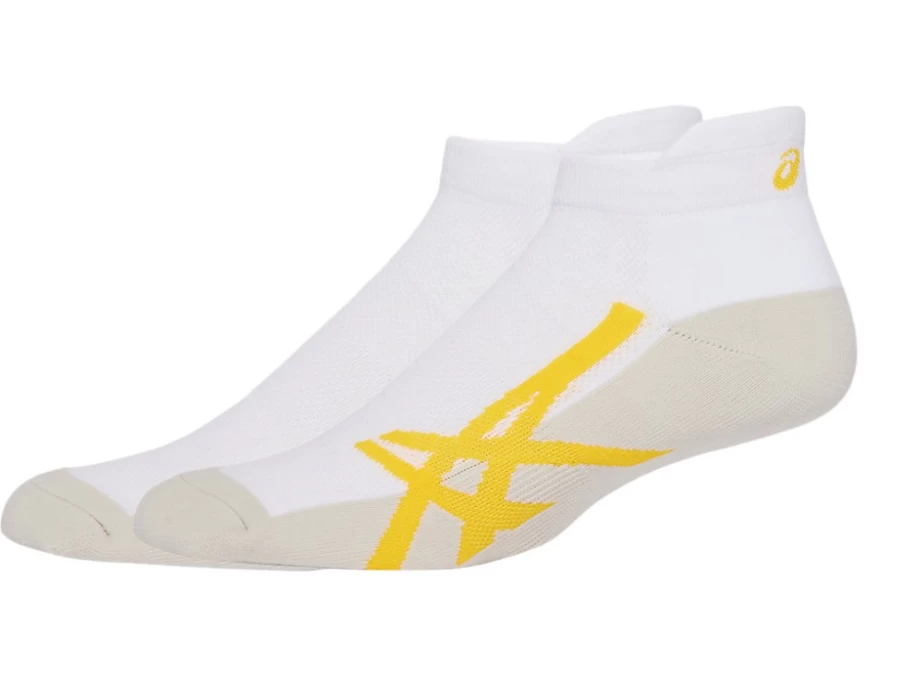ASICS Men's Cushion Single Tab Socks - Brilliant White Athletic Ankle Socks for Running & Sports