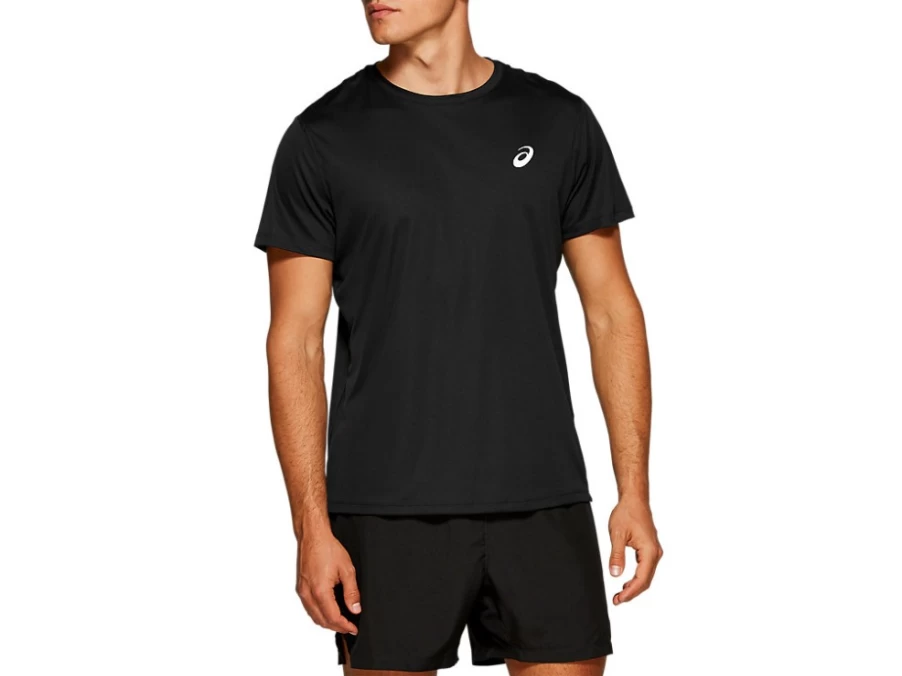 ASICS Men's Performance Black Silver Short Sleeve Athletic Top