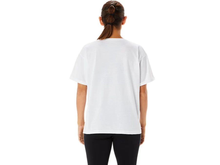 ASICS Women's Brilliant White Relaxed Fit Graphic Tee for Core Training