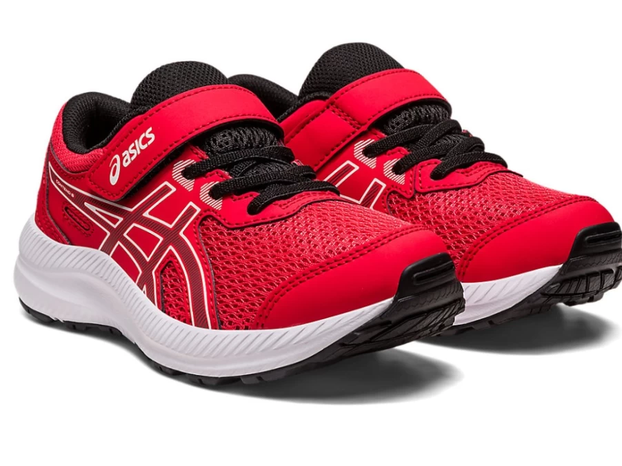 ASICS Kids' Contend 8 Ps Running Shoes in Electric Red/Gunmetal - Lightweight & Comfortable