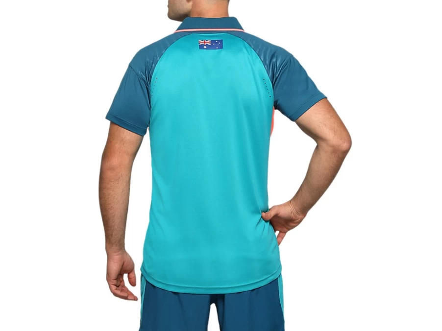ASICS Men's Lagoon Cricket Training Shirt - Official Australia Cricket Practice Jersey
