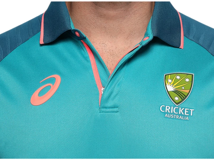 ASICS Men's Lagoon Cricket Training Shirt - Official Australia Cricket Practice Jersey