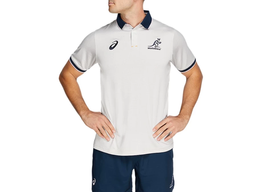 ASICS Men's Media Polo Shirt in Oyster Grey | Wallabies Collection