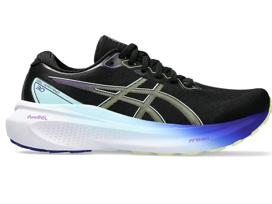 ASICS Women's Gel-Kayano 30 (D Wide) Running Shoes - Black/Glow Yellow