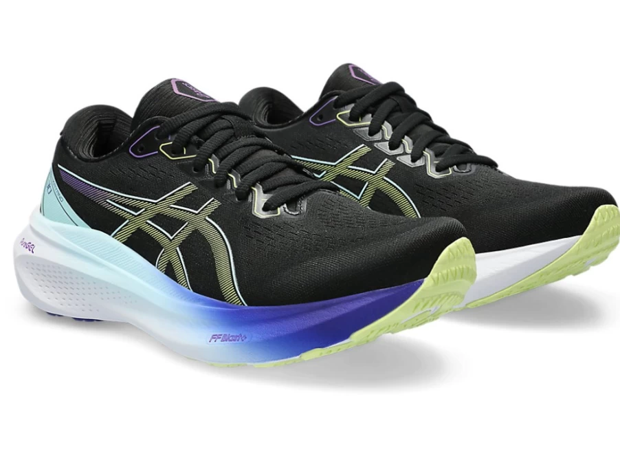 ASICS Women's Gel-Kayano 30 (D Wide) Running Shoes - Black/Glow Yellow