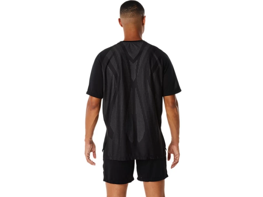 ASICS Men's Performance Black Jacquard Short Sleeve Active Top