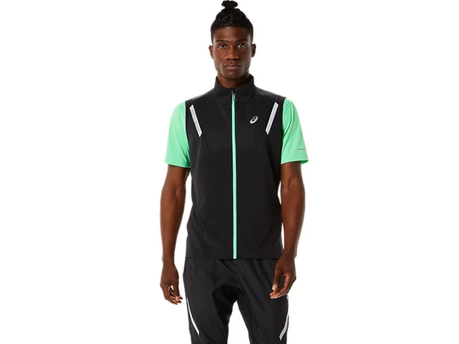 ASICS Men's Lite-Show Vest in Performance Black Heather/P. Black - High-Visibility Running Safety Vest