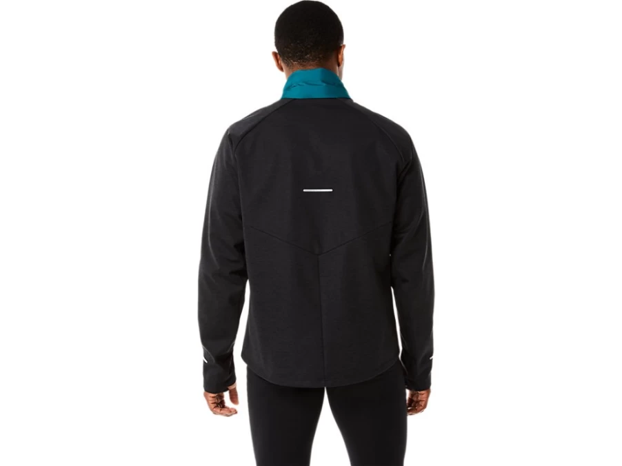 ASICS Men's Winter Run Jacket in Velvet Pine/Performance Black Heather for Cold Weather Training