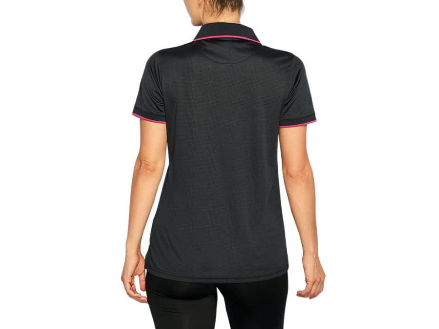 ASICS Women's Houndstooth Polo Shirt in Performance Black