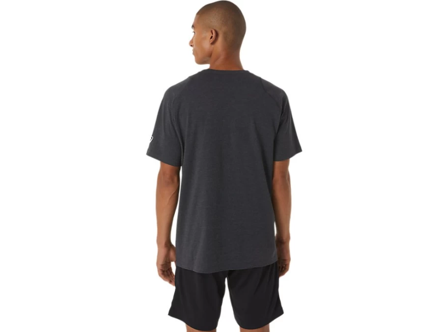 ASICS Men's Hex Graphic Cotton Blend Short Sleeve T-Shirt in Performance Black Heather