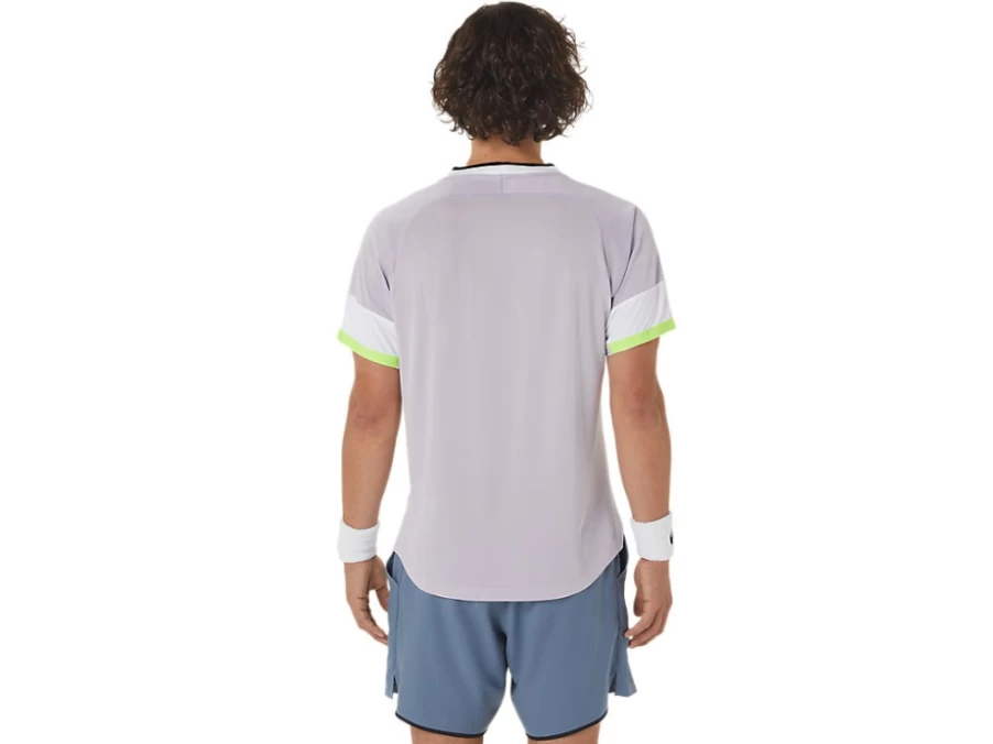 ASICS Men's Match Short Sleeve Top in Dusk Violet & Soft Sky