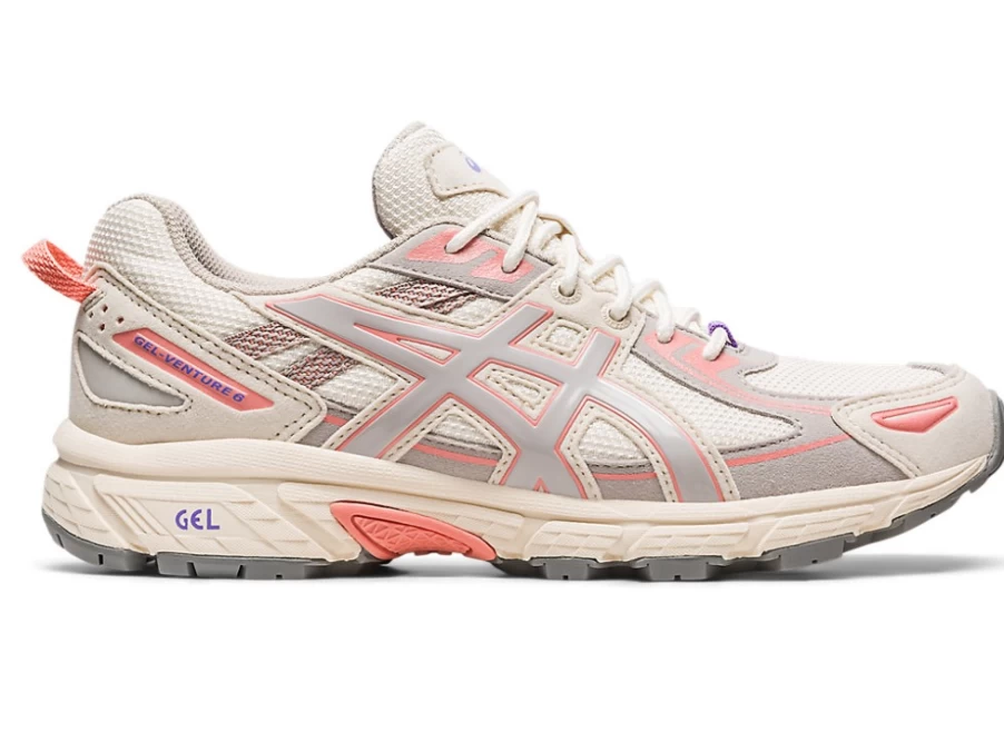 ASICS Women's Gel-Venture 6 Running Shoes in Cream/Oyster Grey - Lightweight Trail Sneakers
