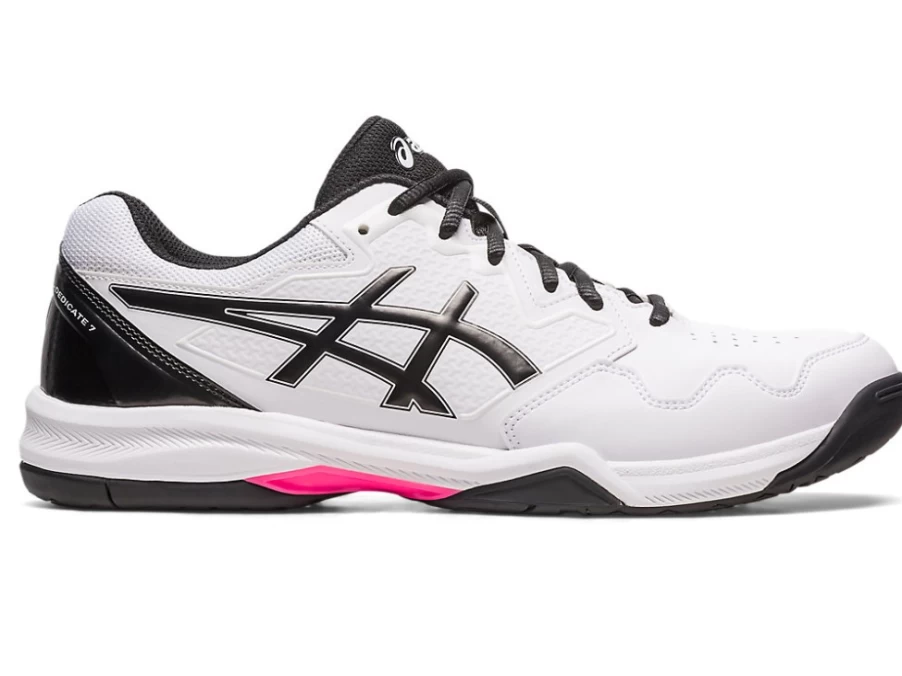 ASICS Men's Gel-Dedicate 7 Hardcourt Tennis Shoes in White/Hot Pink