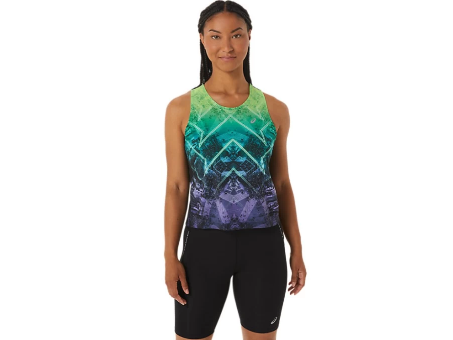 ASICS Women's Marathon Tank Top - Lime Zest/Safety Yellow/Amethyst Running Shirt