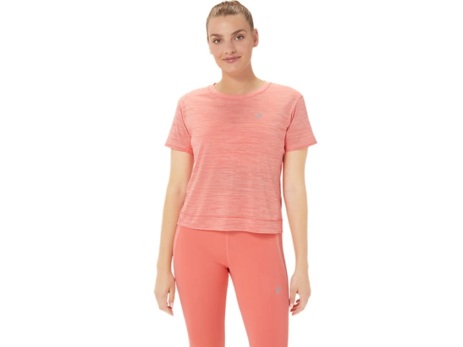 ASICS Women's Race Crop Top in Papaya/Guava - Lightweight Running Shirt for Training & Fitness