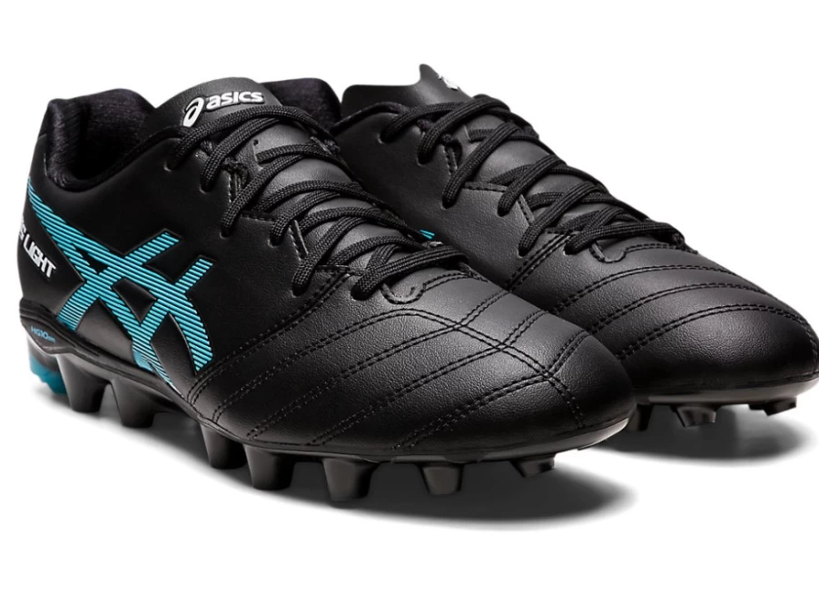 ASICS Kids Ds Light Jr Soccer Cleats - Black/Aquarium Youth Football Shoes