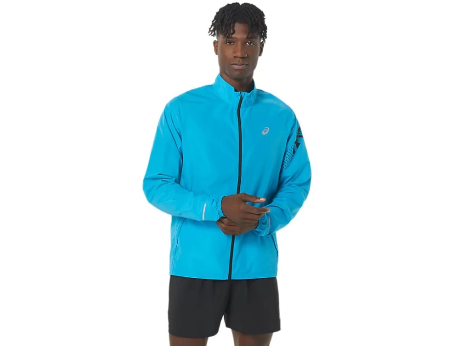 ASICS Men's Island Blue Icon Jacket - Lightweight Athletic Windbreaker