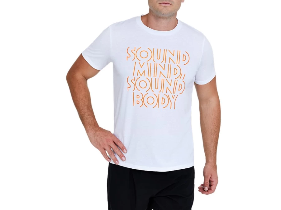 ASICS Men's Heritage Font Graphic Tee in Brilliant White - Vintage-Inspired Casual T-Shirt