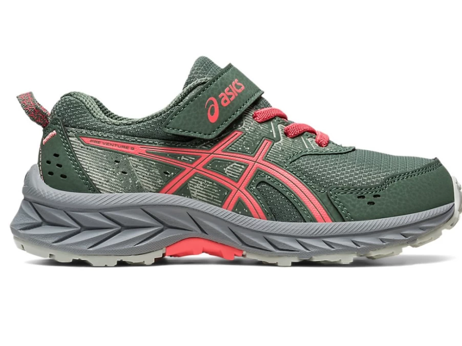 ASICS Kids Gel-Venture 9 Running Shoes Ivy/Papaya - Lightweight Trail Sneakers for Children