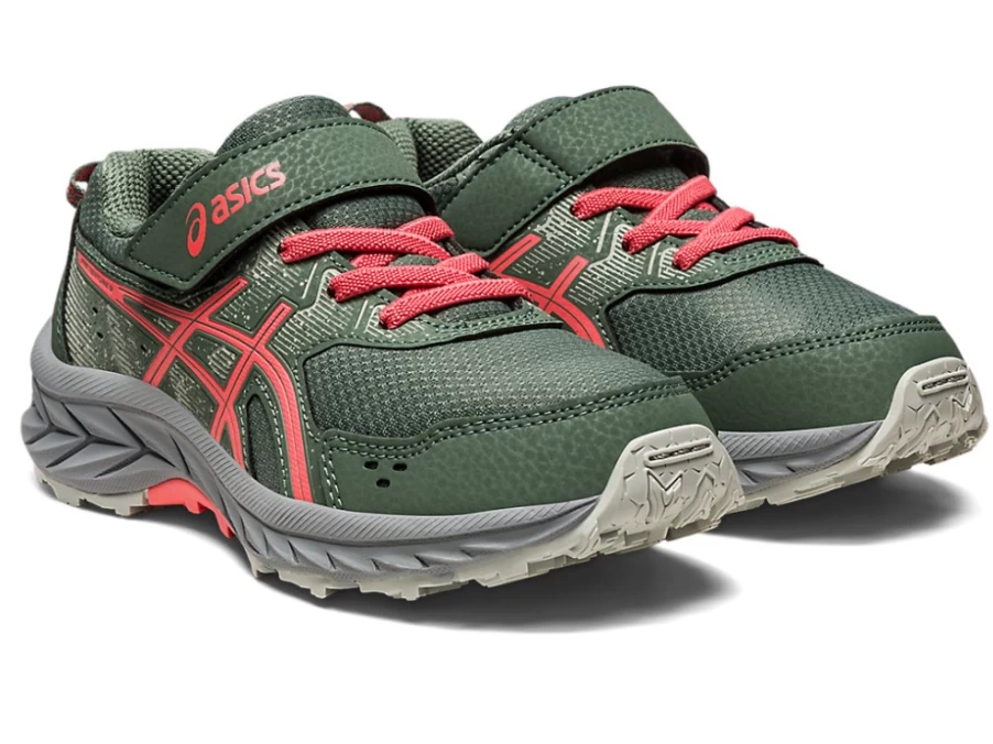 ASICS Kids Gel-Venture 9 Running Shoes Ivy/Papaya - Lightweight Trail Sneakers for Children