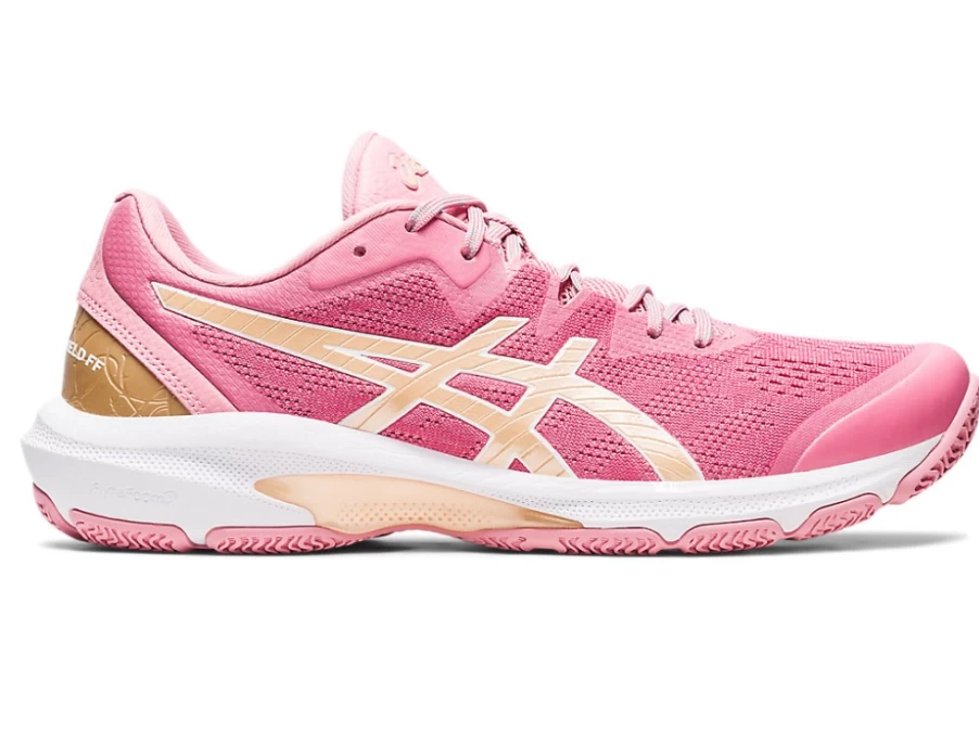 ASICS Women's Netburner Shield Running Shoes in Fruit Punch/Champagne Color