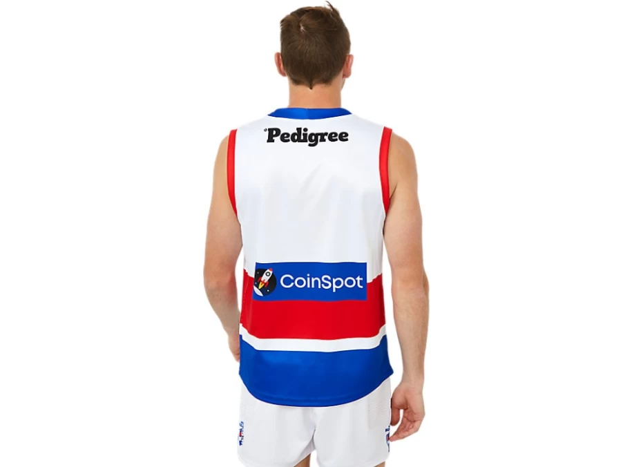 ASICS Mens Western Bulldogs Replica Clash Guernsey - Brilliant White Short Sleeved Football Jersey