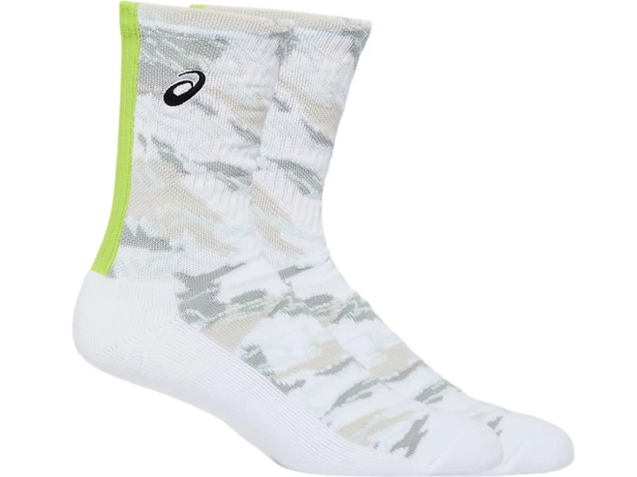ASICS Men's Brilliant White Graphic Crew Socks - Comfortable Athletic Socks for Running & Casual Wear