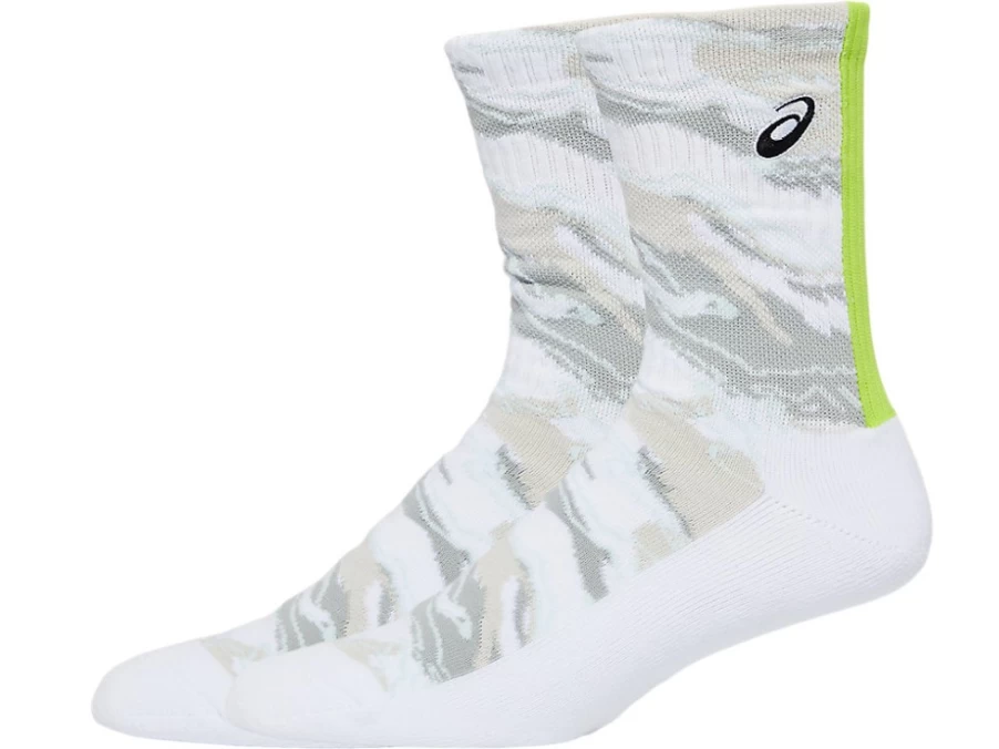ASICS Men's Brilliant White Graphic Crew Socks - Comfortable Athletic Socks for Running & Casual Wear