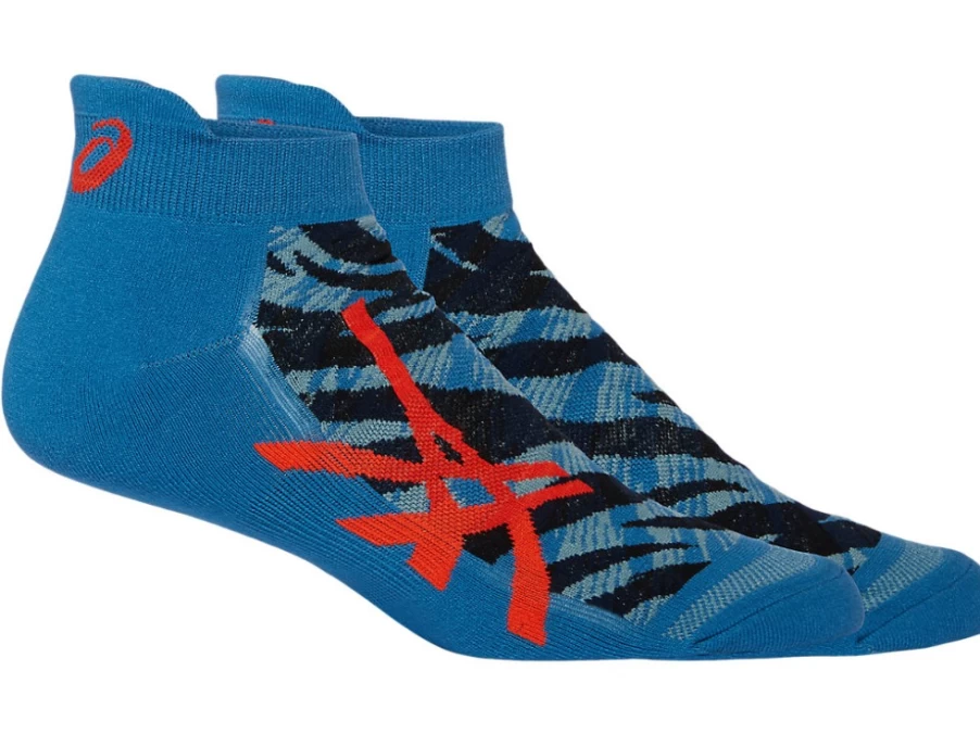 ASICS Men's Road Graphic Low Sneakers in Azure/Cherry Tomato Color