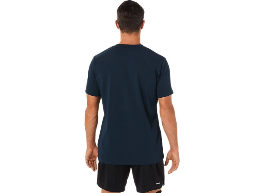 ASICS Men's French Blue Heritage Font Graphic Tee - Vintage Style Cotton T-Shirt