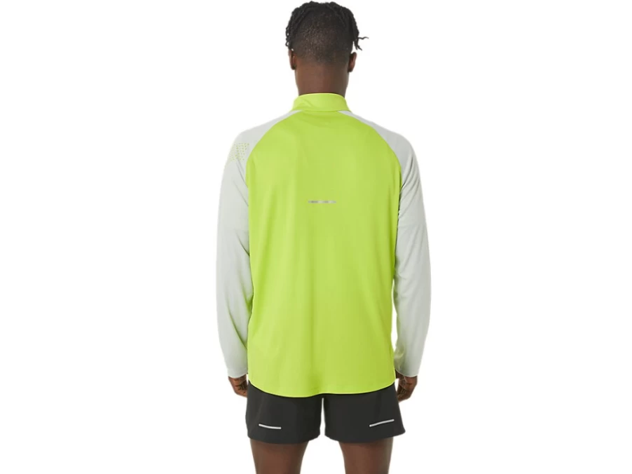 ASICS Men's Icon Long Sleeve 1/2 Zip Top in Lime Zest & Light Sage