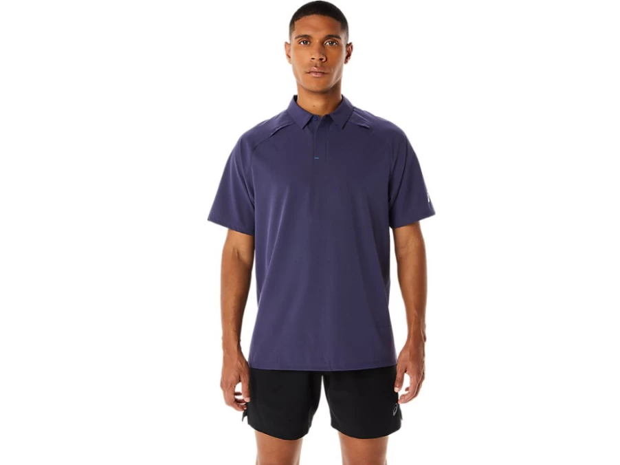 ASICS Men's Indigo Fog Jacquard Polo Shirt – Actibreeze Performance Golf Top