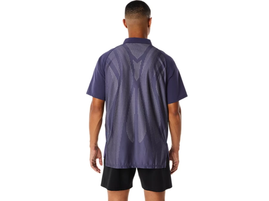 ASICS Men's Indigo Fog Jacquard Polo Shirt – Actibreeze Performance Golf Top