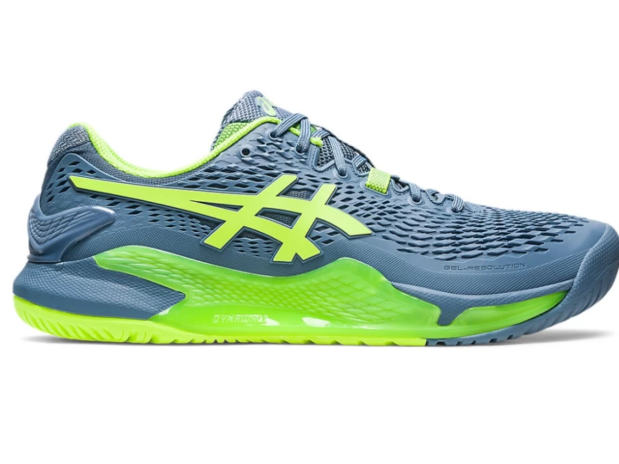 ASICS Men's Gel-Resolution 9 Hardcourt Tennis Shoes - Steel Blue/Hazard Green