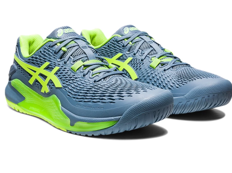 ASICS Men's Gel-Resolution 9 Hardcourt Tennis Shoes - Steel Blue/Hazard Green