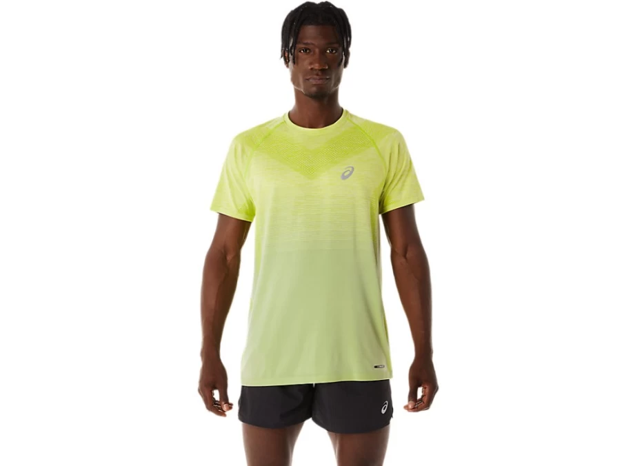 ASICS Men's Light Sage & Lime Zest Seamless Short Sleeve Top