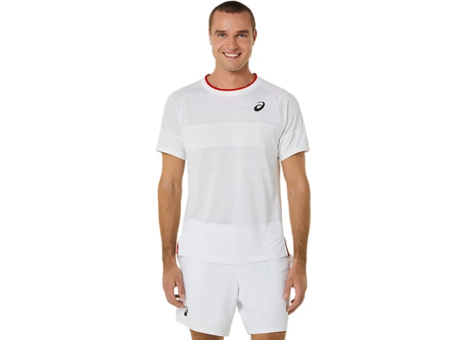 ASICS Men's Match Short Sleeve Top in Brilliant White - Lightweight Performance Shirt