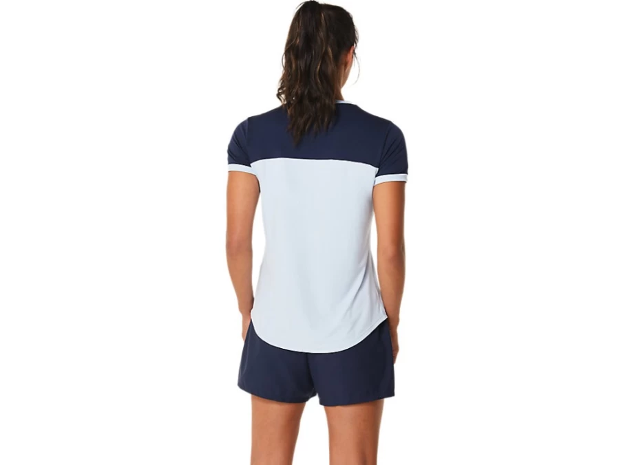 ASICS Women's Court Short Sleeve Top - Soft Sky/Midnight Tennis Shirt