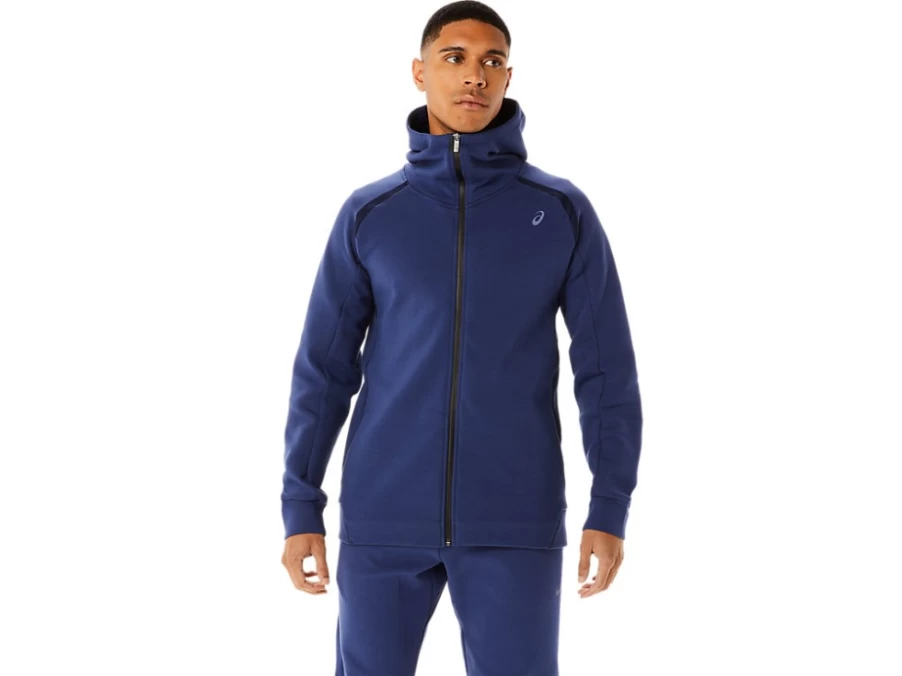 ASICS Men's Deep Ocean Mobility Knit Hoodie - Stretchable Comfort Fit Running Jacket