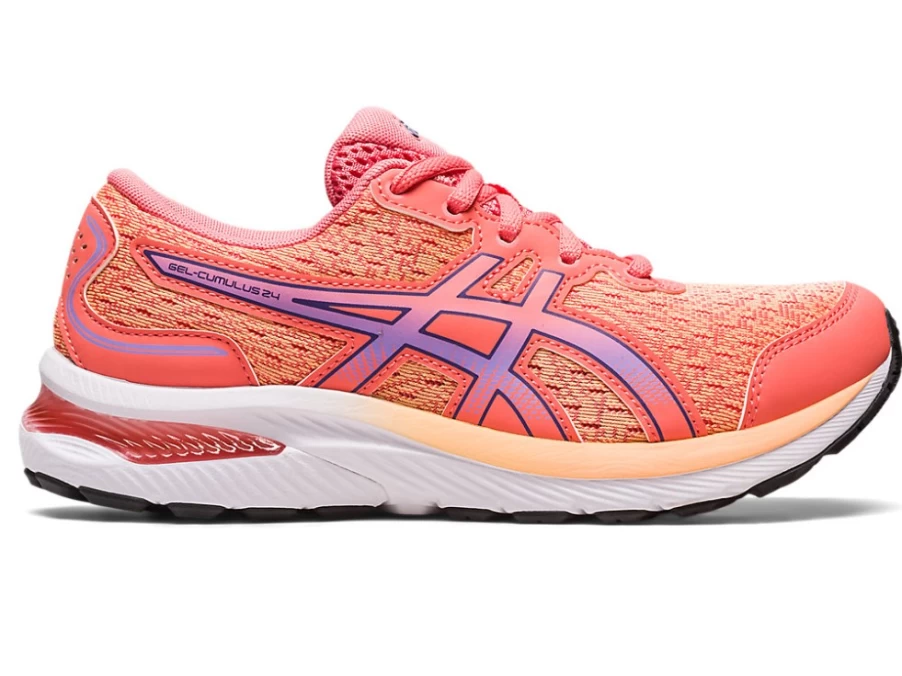 ASICS Kids Gel-Cumulus 24 GS Running Shoes in Papaya/Dusty Purple