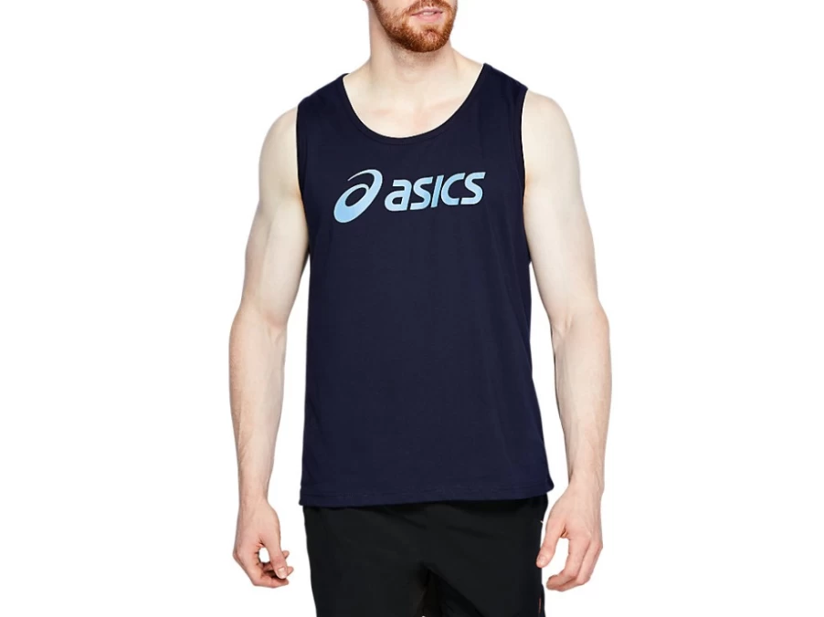 ASICS Men's Peacoat Logo Tank Top - Athletic Comfort Fit