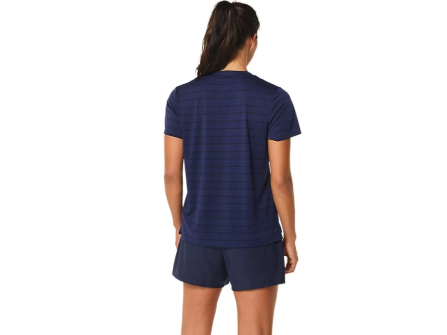 ASICS Women's Midnight Court Stripe Short Sleeve Top