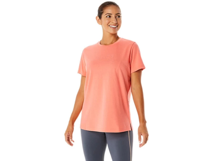 ASICS Women's Papaya Color Training Core Graphic Tee for Workouts & Fitness