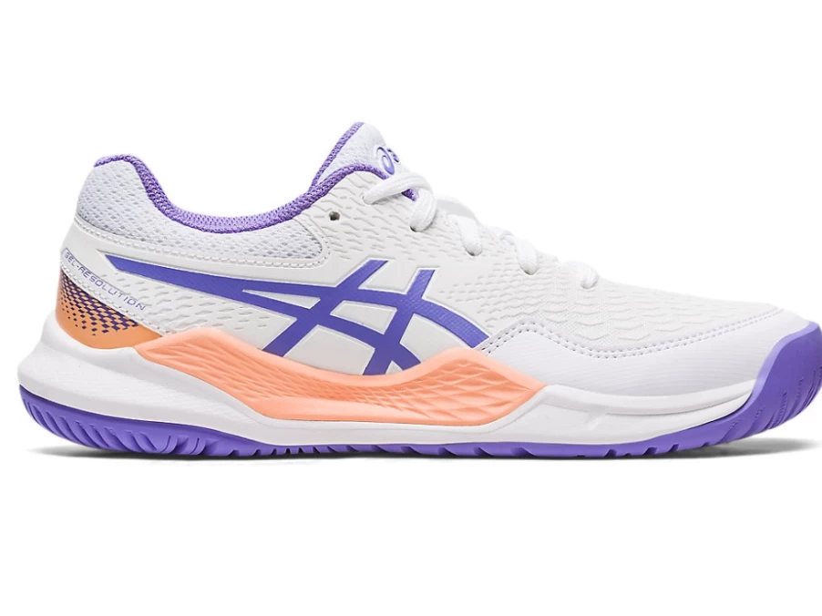 ASICS Kids Gel Resolution 9 GS Tennis Shoes - White/Amethyst, Youth Sizing