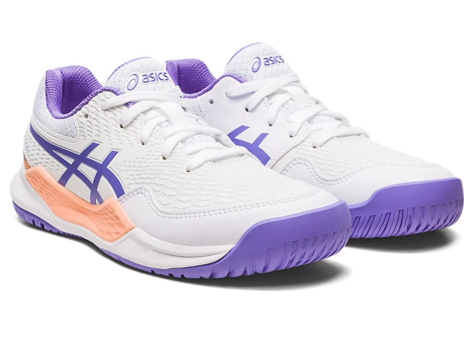 ASICS Kids Gel Resolution 9 GS Tennis Shoes - White/Amethyst, Youth Sizing