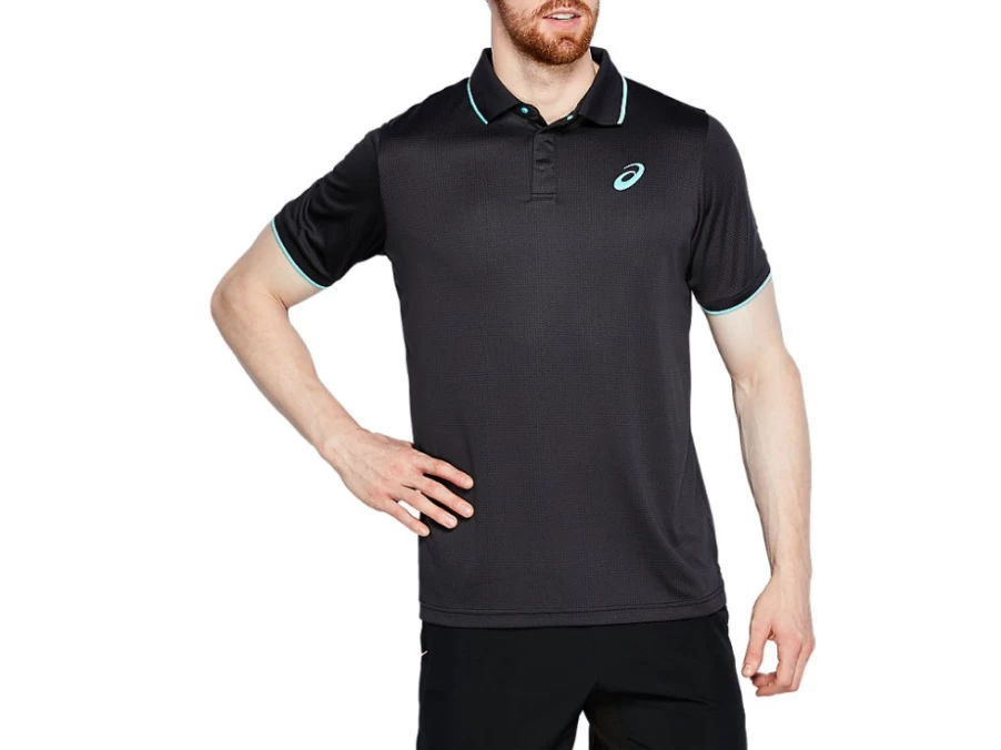 ASICS Men's Houndstooth Polo Shirt in Performance Black - Classic Athletic Style