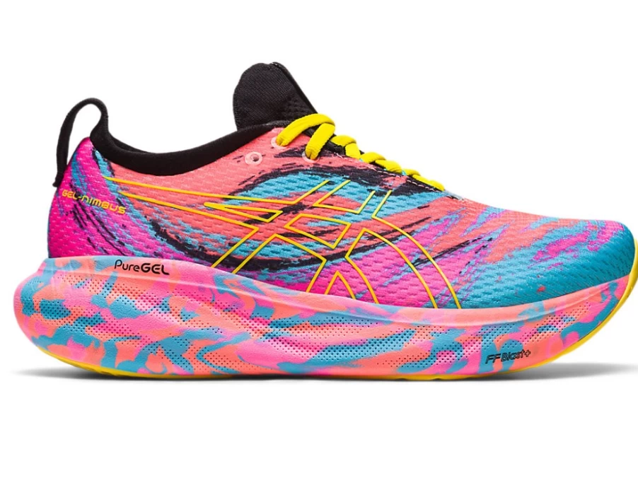 ASICS Women's Gel-Nimbus 25 Running Shoes in Aquarium/Vibrant Yellow - Colour Injection